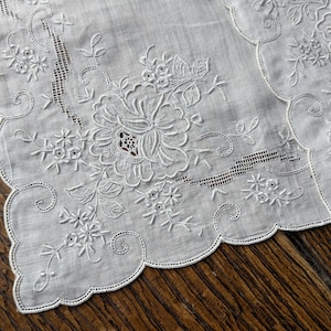 2 vintage Swiss Appenzell embroidered handkerchiefs, wedding bride collector