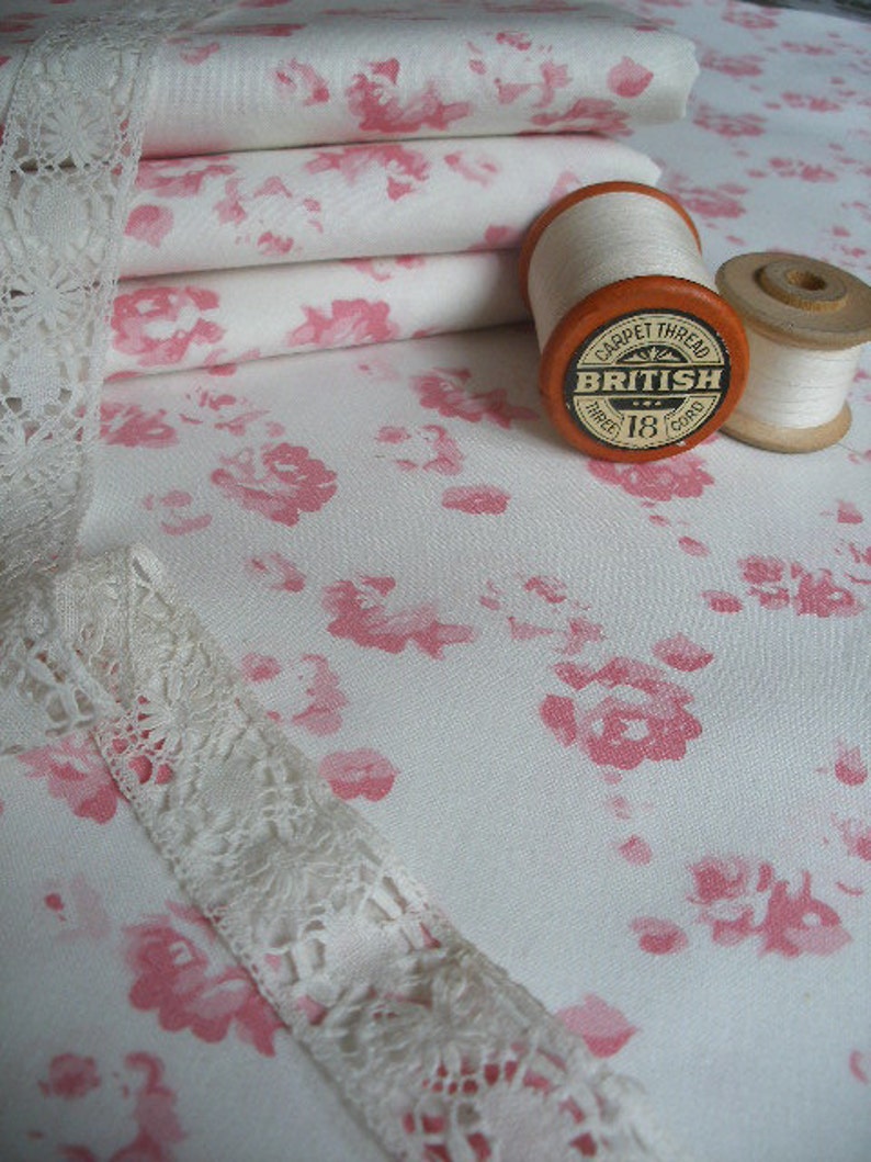 vintage style faded roses fabric per metre COTTON Small Faded Roses