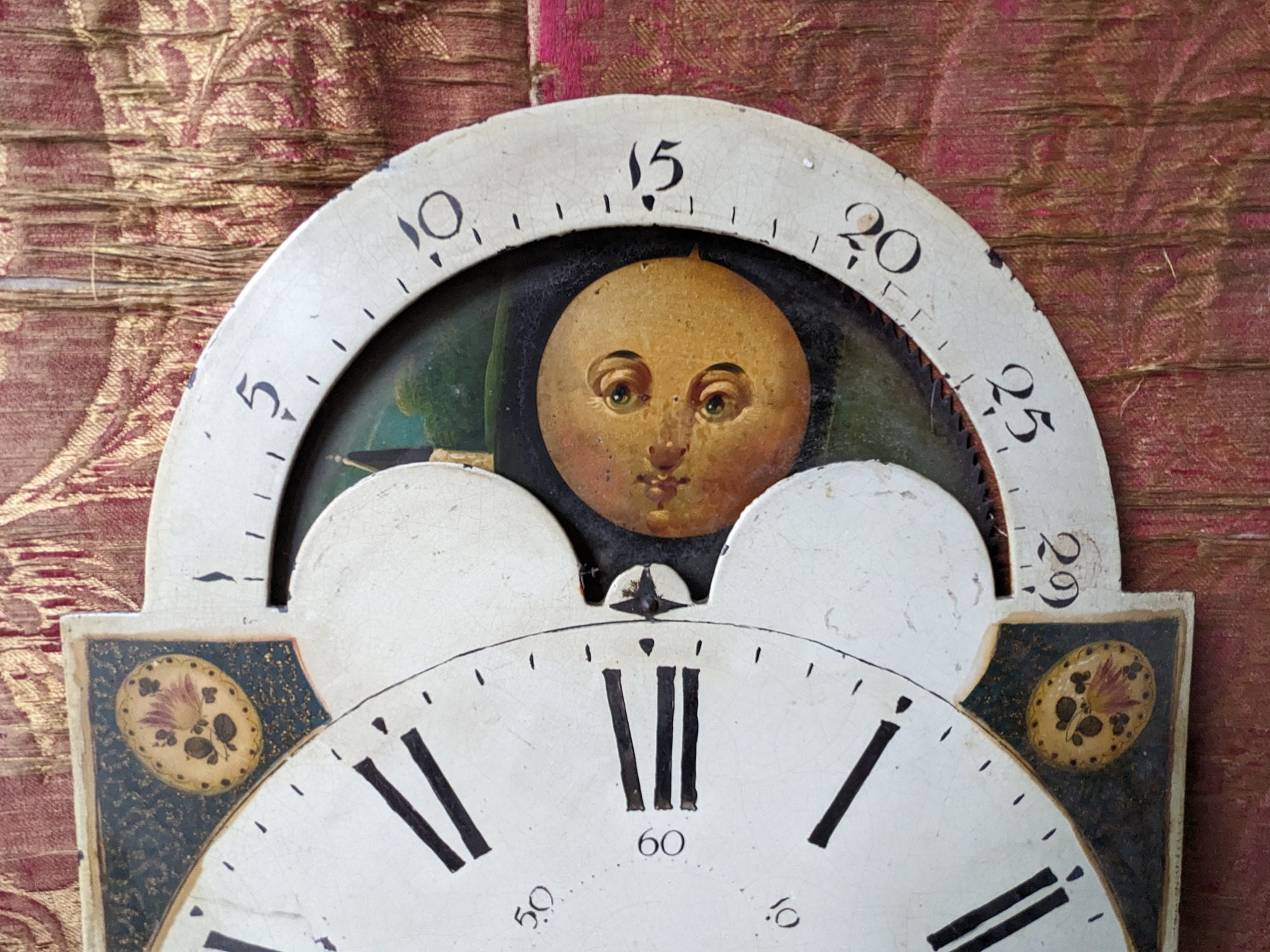 Moon Face Grandfather Clock Moon Dial Mechanism Antique Clock Face