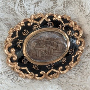 Antique hair mourning pin brooch, hair jewellery, love token