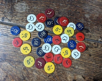 36 vintage gaming counters chips