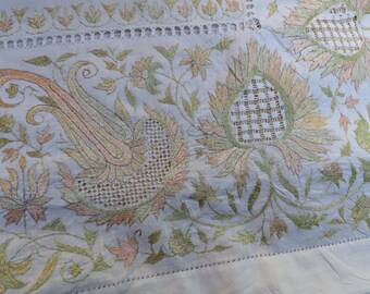 Antique embroidered tablecloth, Indian