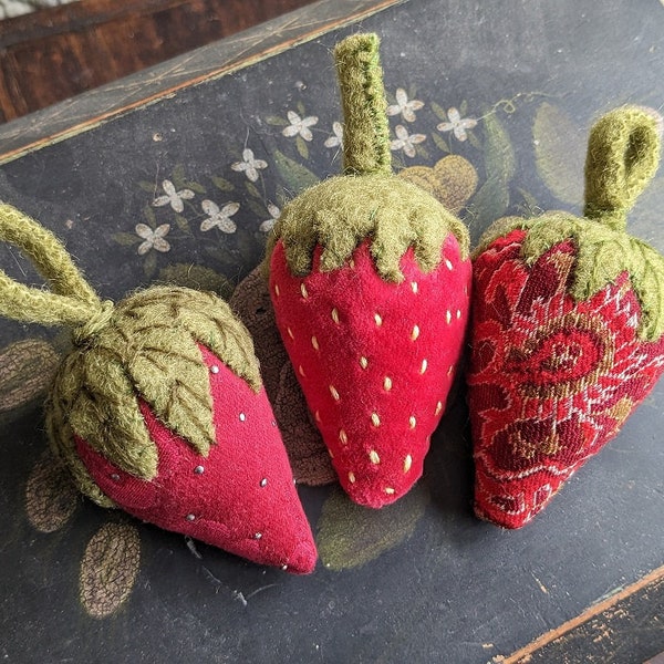 RESERVED  Special listing for B  ***3 Strawberry emery pincushions