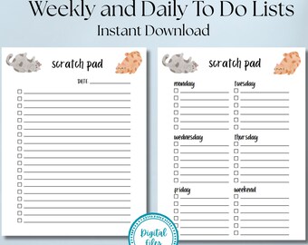 Cat To Do List Printable: Weekly & Daily Planner (Digital Download)