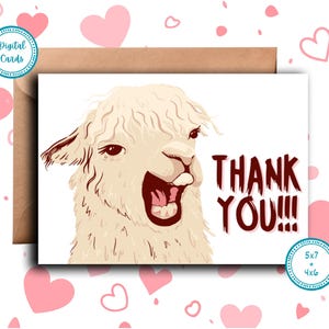 Thank You Card | Llama Thank You Card | Funny Thank You Card | Llama Lovers Card | Printable Card | Digital Card