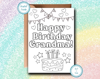 Grandma Birthday Card | Kids Coloring Page (Digital Download)