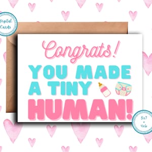 Félicitations ! Vous avez fait un petit humain | Nouvelle carte bébé | Carte de félicitations | Carte de fête de naissance | Carte imprimable | Carte numérique | Carte bébé drôle
