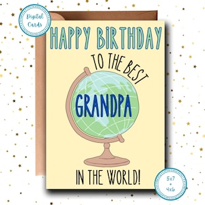 Buon compleanno nonno / Miglior biglietto per il nonno / Biglietto di auguri carino per il nonno / Biglietto per bambini / Biglietto stampabile / Biglietto di auguri per il nonno