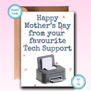 Alles Gute zum Muttertag wünscht Ihr technischer Support | Lustige Muttertagskarte | Muttertagskarte zum Ausdrucken | Digitale Muttertagskarte | Karte für Mama