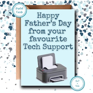Joyeuse fête des pères de la part de votre support technique | Carte drôle de fête des pères | Carte mignonne de fête des pères | Cartes pour papa | Carte imprimable | Carte numérique