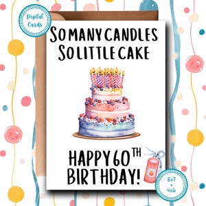 Funny 60th Birthday Card: Sarcastic Cake Design (Printable Card)