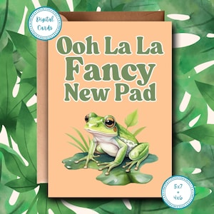 Ooh La la Fancy New Pad | Cartão de inauguração de casa | Cartão para casa nova | Cartão de parabéns | Cartão engraçado de inauguração de casa | Cartão para impressão | Cartão de mudança