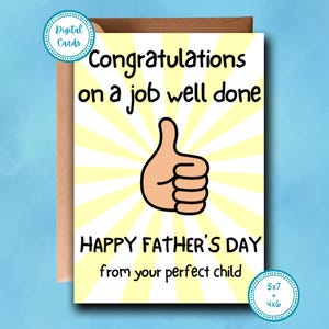 Feliz Día del Padre de tu Hijo Perfecto / Tarjeta Divertida del Día del Padre / Tarjetas para Papá / Tarjetas para Él / Tarjetas Imprimibles / Tarjetas Digitales