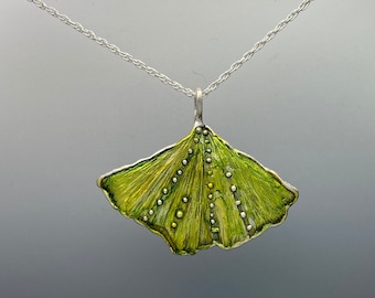 Ginkgo Leaf Pendant - Unique Sterling Silver Statement Necklace - One-of-a-Kind - Ginkgo Leaf Necklace for Nature Lovers - Gift for Her