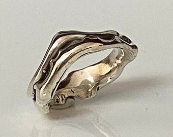 Silver Ring Size 6, Unique Sterling Silver Band Ring, Artisan Band, Metalsmith Ring