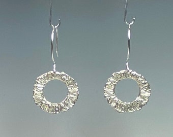 Handmade Sterling Silver Double-Sided Textured Earrings - Unique and Stylish Design - Perfect for Any Occasion