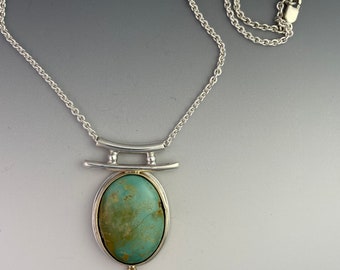 Turquoise Pendant Gold and Silver