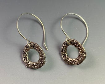 Textured Silver Earrings, Organic Earrings