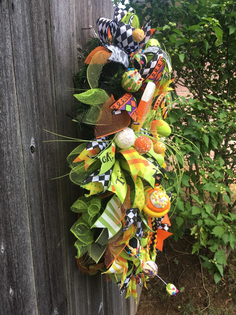 Ghost Wreath Trick Or Treat Sweets Swag Ghost Swag Faux Halloween Treats Swag Halloween Candy Wreath Fall Swag Halloween Ghost Swag
