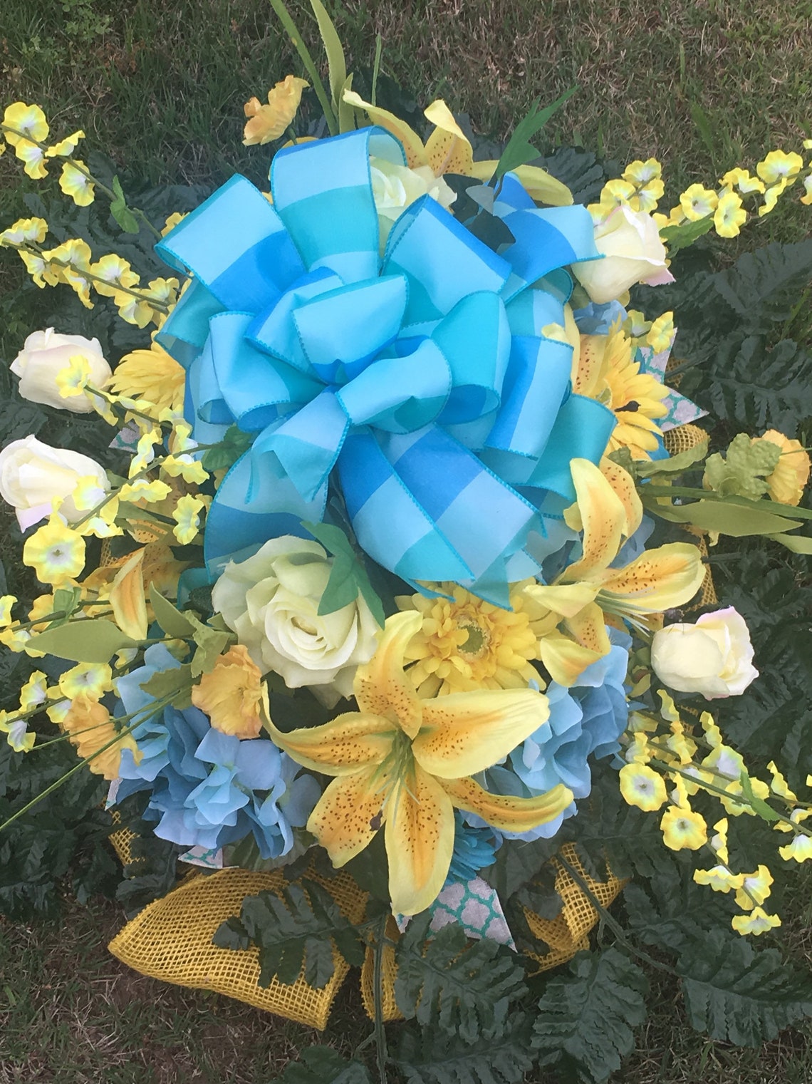 Spring Cemetery Headstone Saddle Graveyard Flowers Floral Etsy