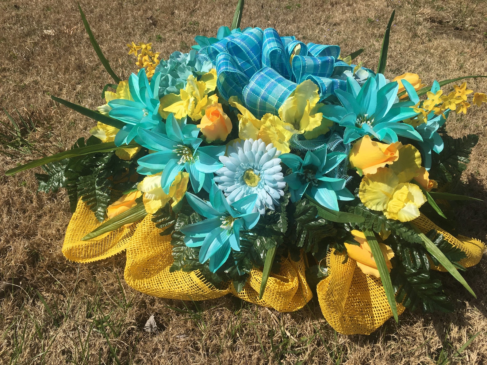 Spring Cemetery Headstone Saddle Graveyard Flowers Floral Etsy