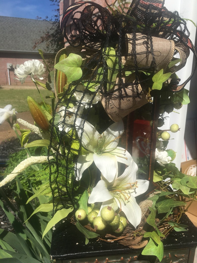 Custom Lantern Floral ArrangementDecorated LanternMemorial Etsy