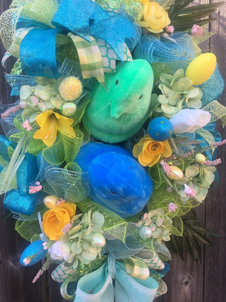Spring Mesh Wreath Peeps Easter Swag Easter Wreath Easter Swag with Chicks
