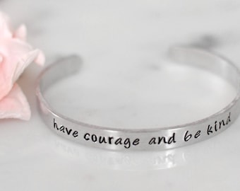 Have Courage and Be Kind "Cinderella" Handmade Bracelet | Birthday or Christmas Gift for Her | Available in Gold or Silver