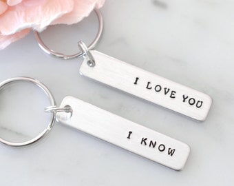 Star Wars Inspired &quot;I Love You, I Know&quot; Keychain Set | Gift for Girlfriend, Boyfriend, Husband, Wife | Custom Personalization Available