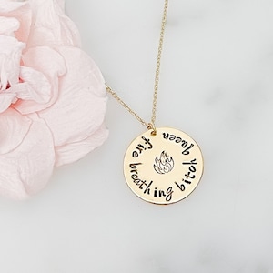 NEW | Throne of Glass Inspired Fire Breathing Bitch Queen Pendant Necklace | Dainty, Rose Gold, Gift for Her | TOG, SJM | Aelin, Celeana