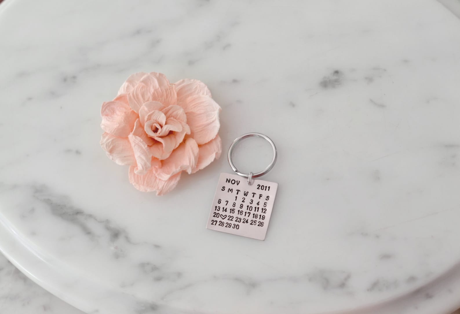 Personalized Calendar Keychain Special Date Hand Stamped w/ Etsy
