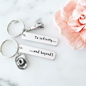 Toy Story Inspired &quot;To Infinity and Beyond&quot; Keychain Set | Handmade Gift for Best Friend | Personalize, Valentine&#39;s Day, Galentine