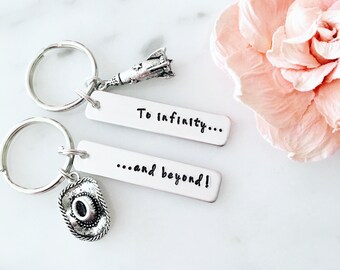 Toy Story Inspired &quot;To Infinity and Beyond&quot; Keychain Set | Handmade Gift for Best Friend | Personalize, Valentine&#39;s Day, Galentine