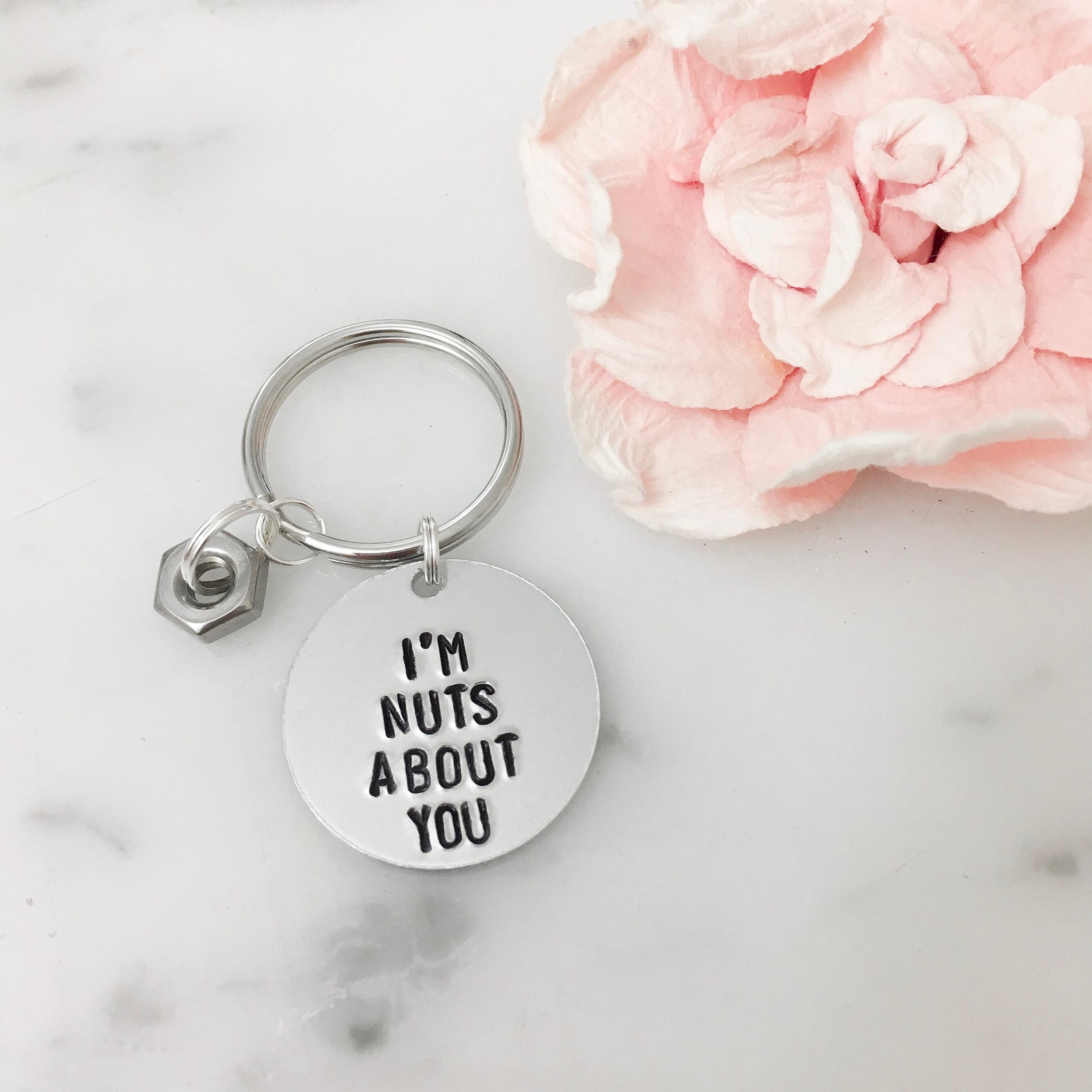 I'm Nuts About You Keychain for Men With Nut Dangle Charm Etsy