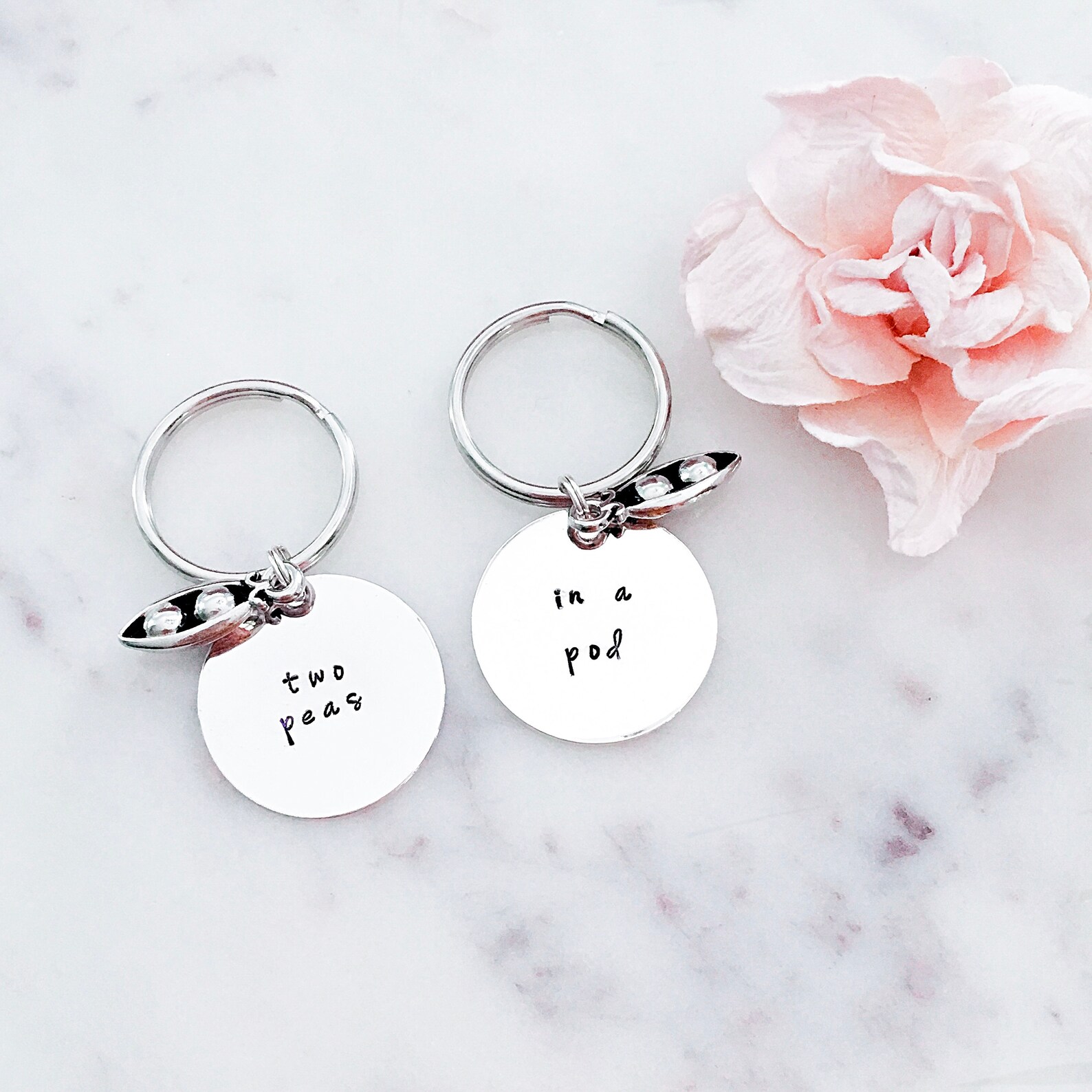 Two Peas in a Pod Keychain Set Best Friend's Keychain Etsy