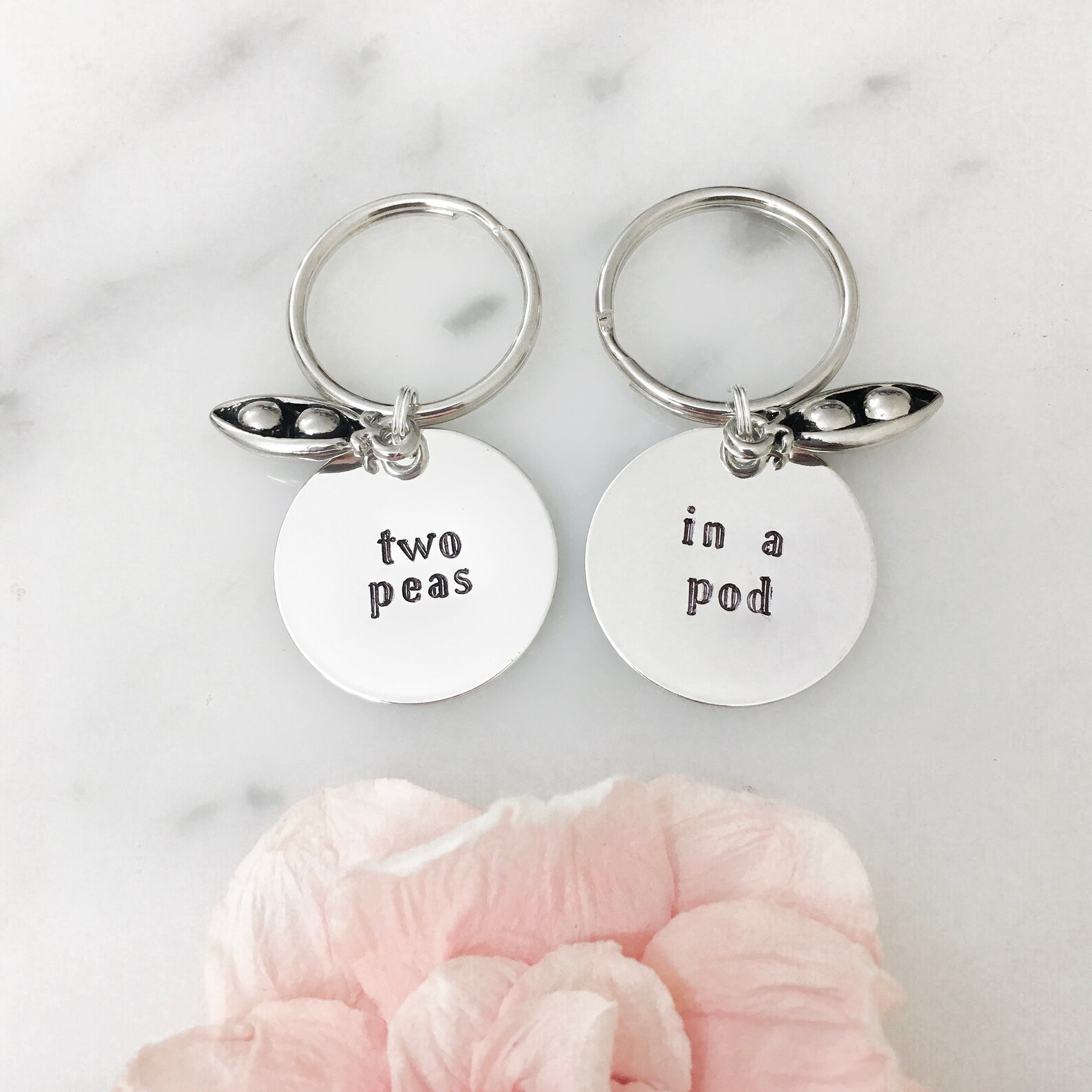 Two Peas in a Pod Keychain Set Best Friend's Keychain Etsy