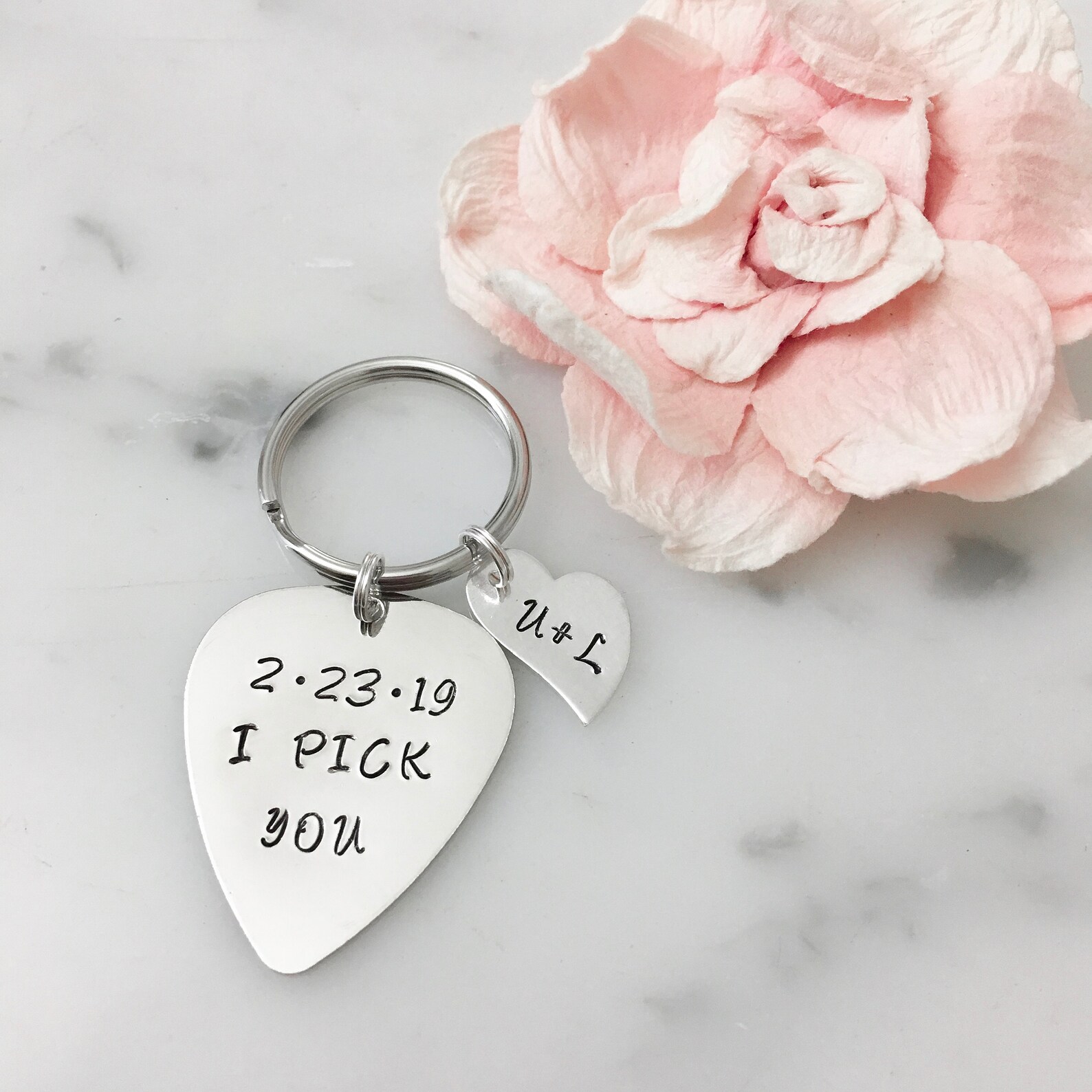 You Rock My World Guitar Pick Keychain Gift for Him Etsy