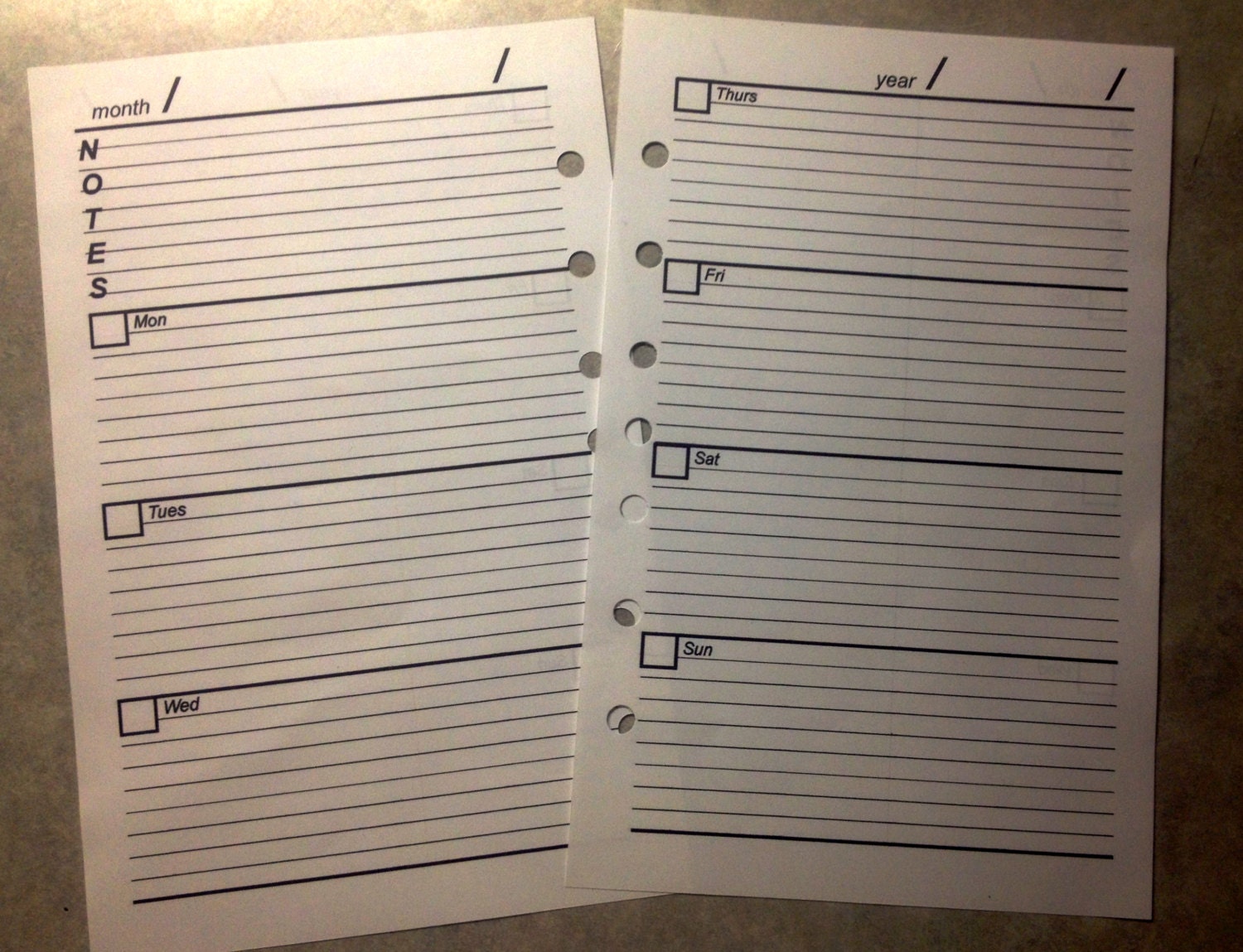 Printable Black and White Planner Pages With a Contacts Page. Fits 5.5 ...