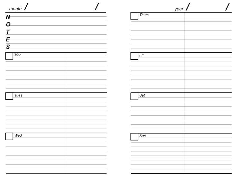 Printable Black and White Planner Pages With a Contacts Page. Fits 5.5 ...