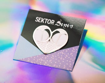 B GRADE: Booty Heart [White] Silver Enamel Pin | Lapel Pin | Hard Enamel Pin