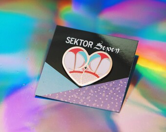 B-GRADE: Booty Heart [Pink] Silver Enamel Pin | Lapel Pin | Hard Enamel Pin