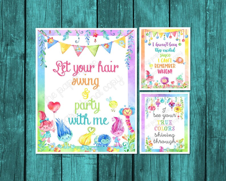 Trolls party decor trolls song lyrics i see your true colors etsy