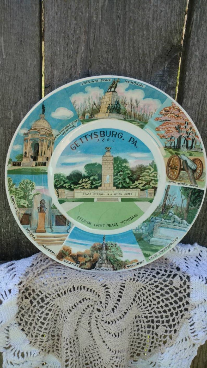 Vintage Gettysburg PA Souvenir Plate Collectible Platter Etsy