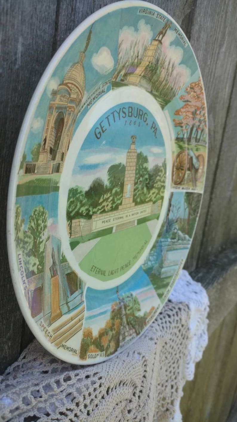 Vintage Gettysburg PA Souvenir Plate Collectible Platter Etsy