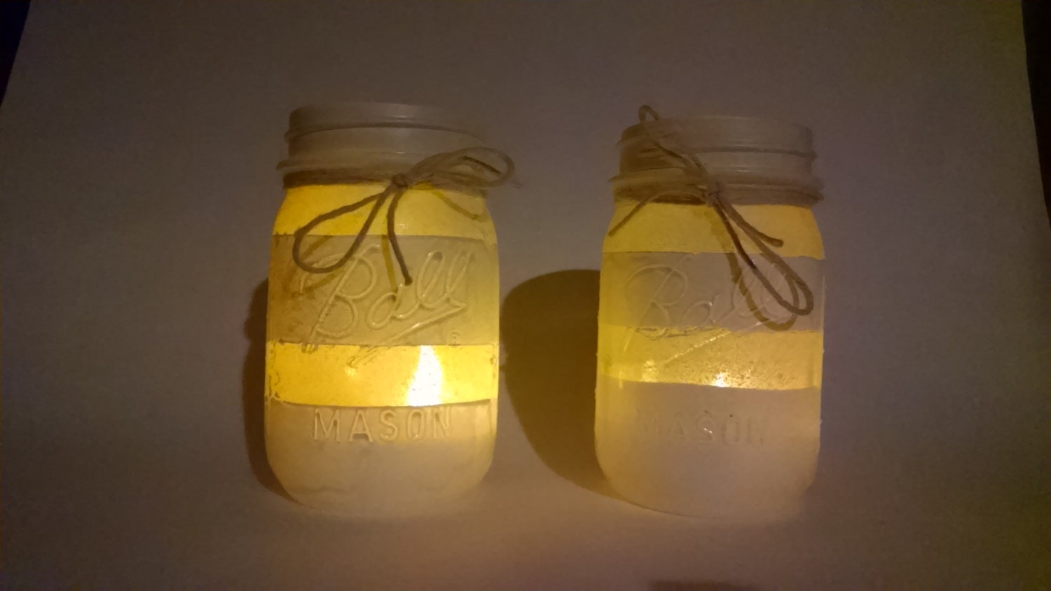 Mason Jar Luminaries Set Painted Glass Night Light White Jar Etsy