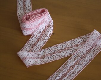 Vintage Pink Polyester Lace Trim