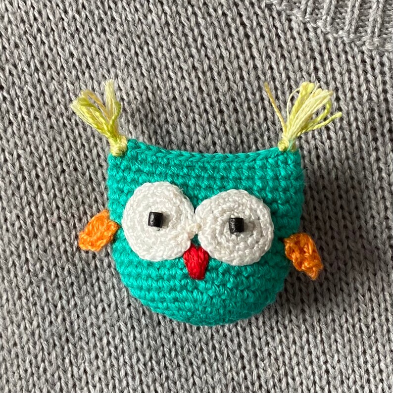 Crochet Owl Brooch
