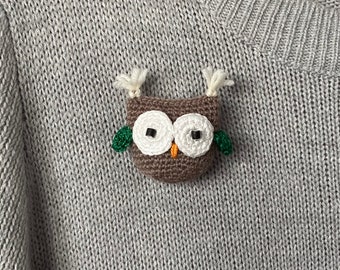 Crochet Owl Brooch