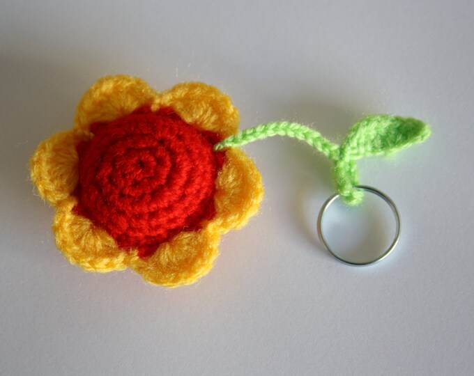 Crochet Flower Keyring Etsy