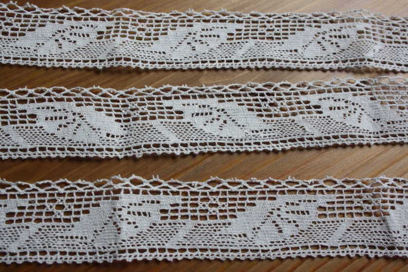 Vintage White Cotton Lace Edge Trim image 2